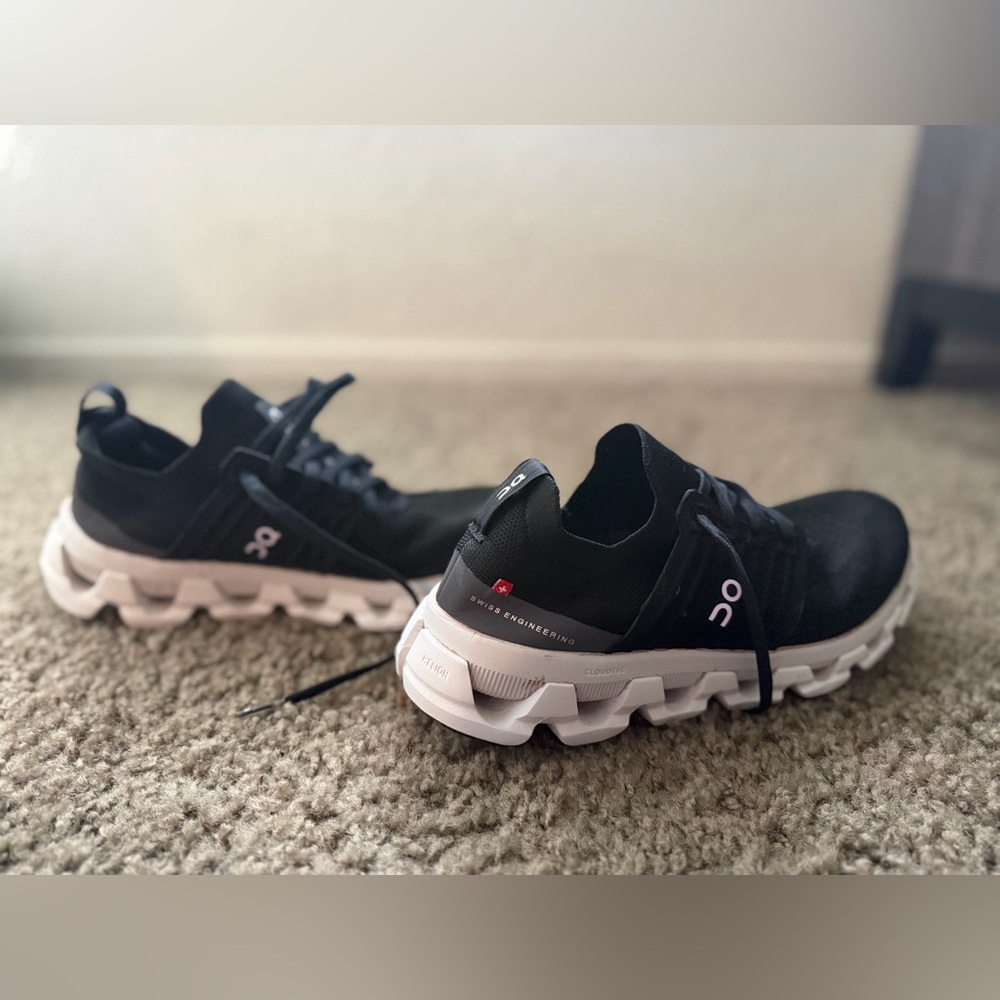 On Running Black and White Athletic Shoes